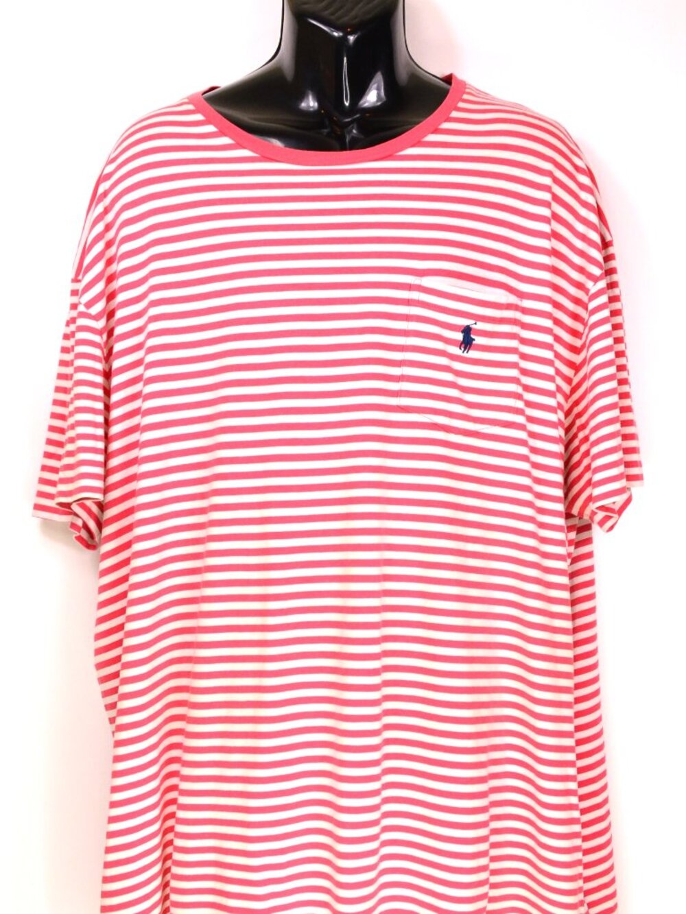 Polo Ralph Lauren Men's Size 2XB Red & White Striped Crew Neck Cotton T Shirt